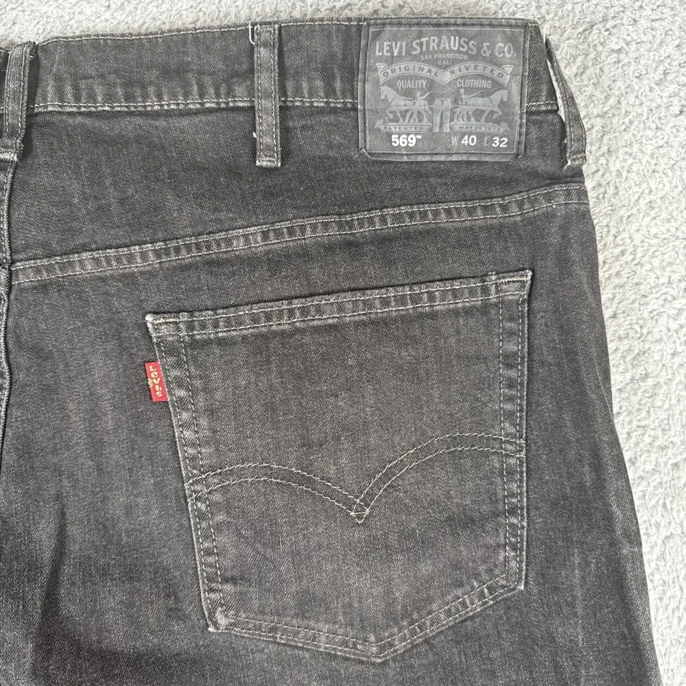 Levis 569 Jeans Men 40x32 (42x32) Black Loose Fit Straight Leg Stretch Skater